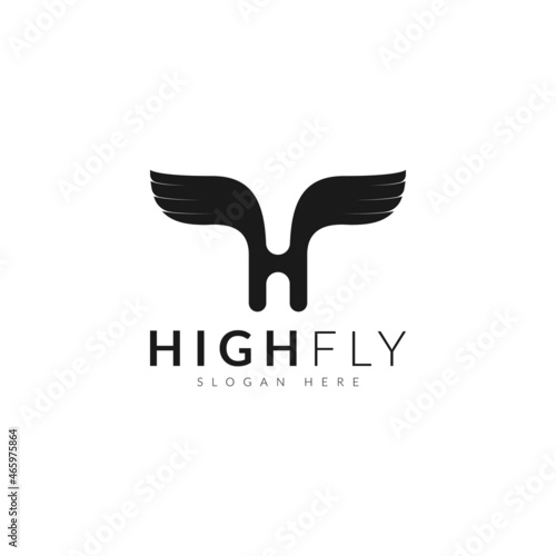 letter h with wing logo design