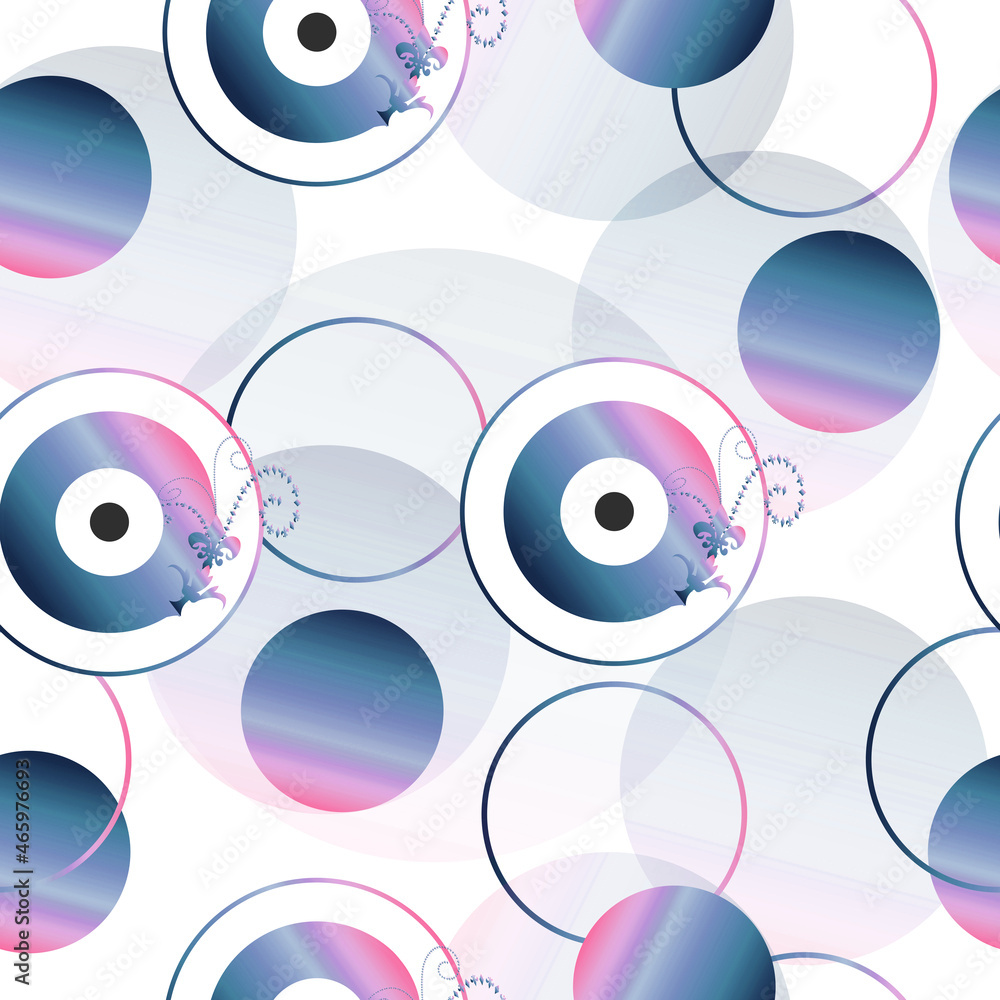 seamless pattern with artistic blue - pink evil eye illustration seamless pattern with artistic blue - pink evil eye illustration