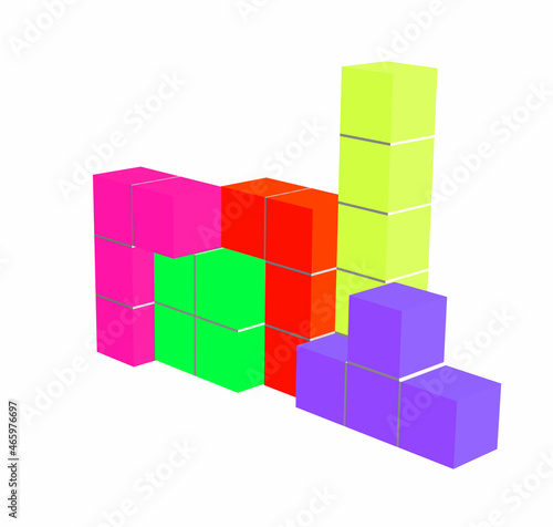 video game with cubes - puzzle game illustration - 3D cubes