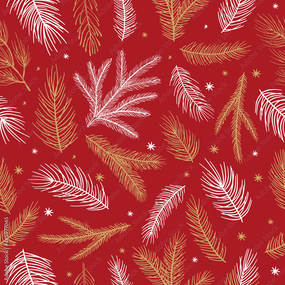 Christmas and New Year seamless pattern, vector xmas background