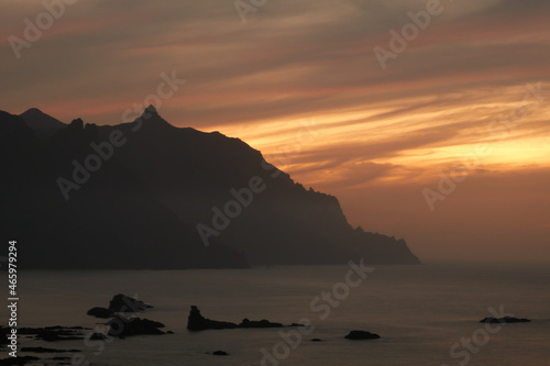 Between the Roques de Benijo and La Rapadura is one of the most beautiful virgin beaches in the north of the island  Benijo Beach. The black sand of this small beach in Tenerife and the landscape..