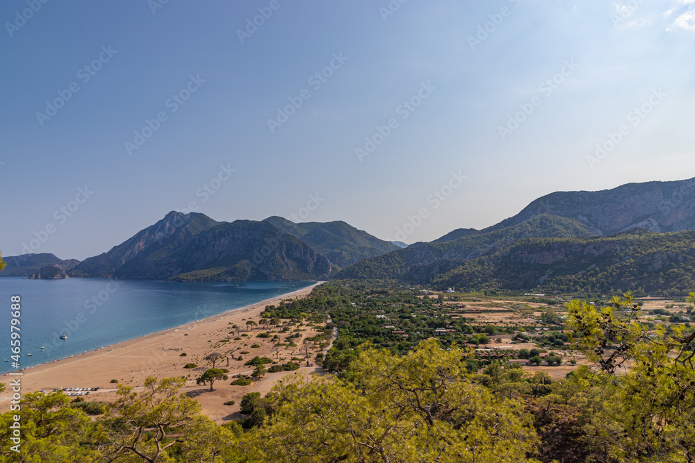 Top view of the Cirali Olympos beach at Mediterranean sea, Antalya Province, Turkey Top view of the Cirali Olympos beach at Mediterranean sea, Antalya Province, Turkey