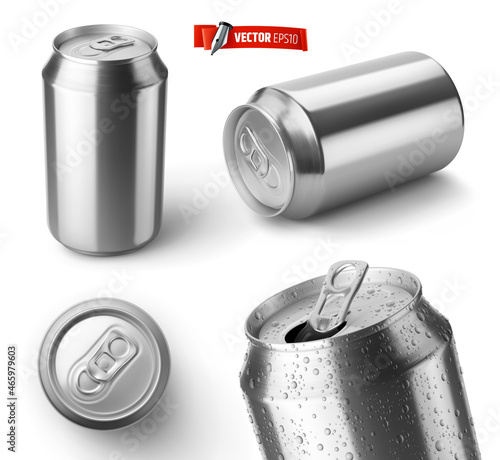 Vector realistic illustration of soda cans on a white background.