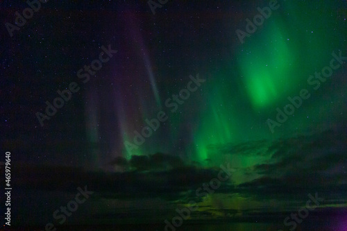 Fototapeta Naklejka Na Ścianę i Meble -  Polarlicht, Nordlicht, Aurora borealis im September auf den Lofoten