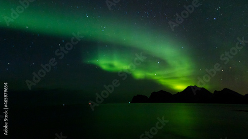 Polarlicht  Nordlicht  Aurora borealis im September auf den Lofoten