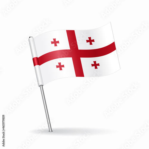 Georgian flag map pointer layout. Vector illustration.