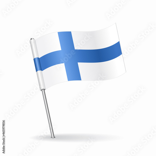 Finnish flag map pointer layout. Vector illustration.