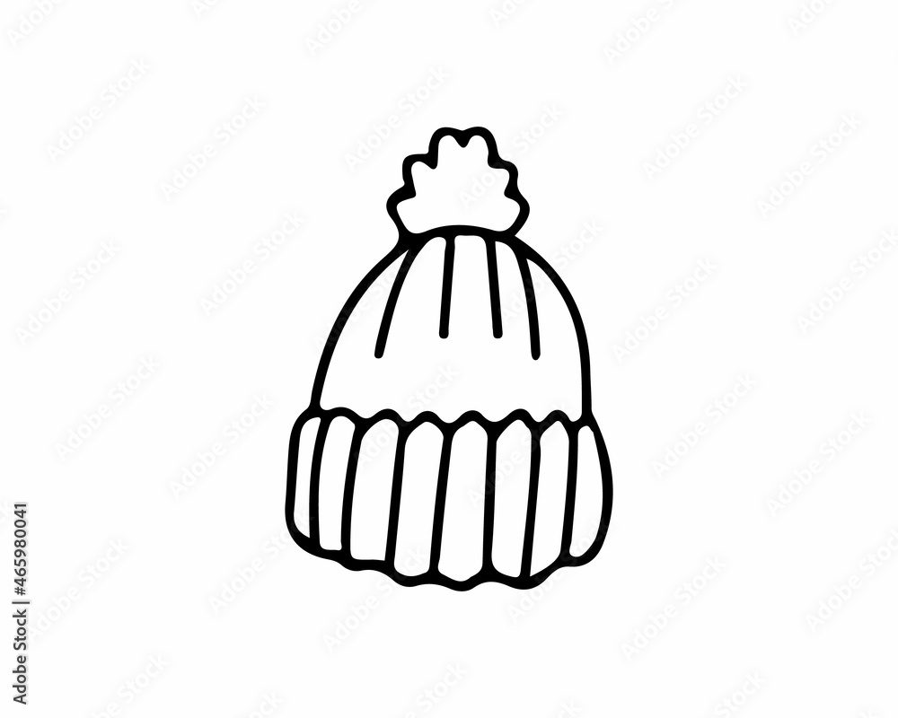 Doodle cap icon with black outline. Vector illustration Doodle cap icon with black outline. Vector illustration