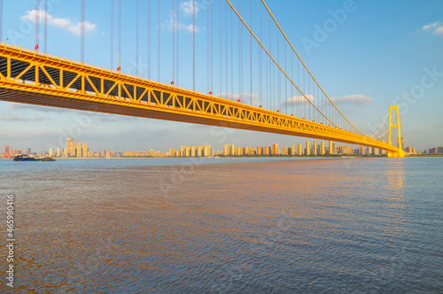 Scenery of Yangsigang Yangtze River Bridge in Wuhan, Hubei, China