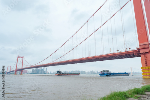 Scenery of the Yingwuzhou Yangtze River Bridge in Wuhan, Hubei, China