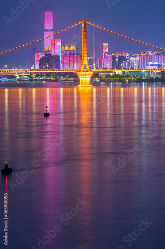 Scenery of the Yingwuzhou Yangtze River Bridge in Wuhan, Hubei, China