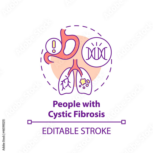 People with cystic fibrosis concept icon. Genetic respiratory illness abstract idea thin line illustration. Airway blocked with mucus. Vector isolated outline color drawing. Editable stroke