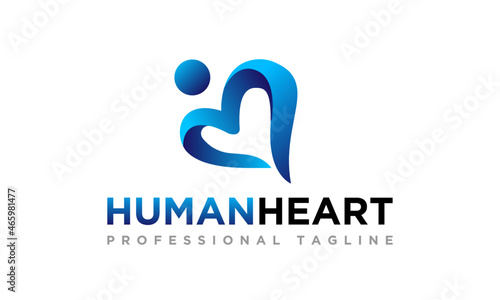 Creative Modern Human Heart Wellness Logo Design Vector Icon Symbol Illustrations.