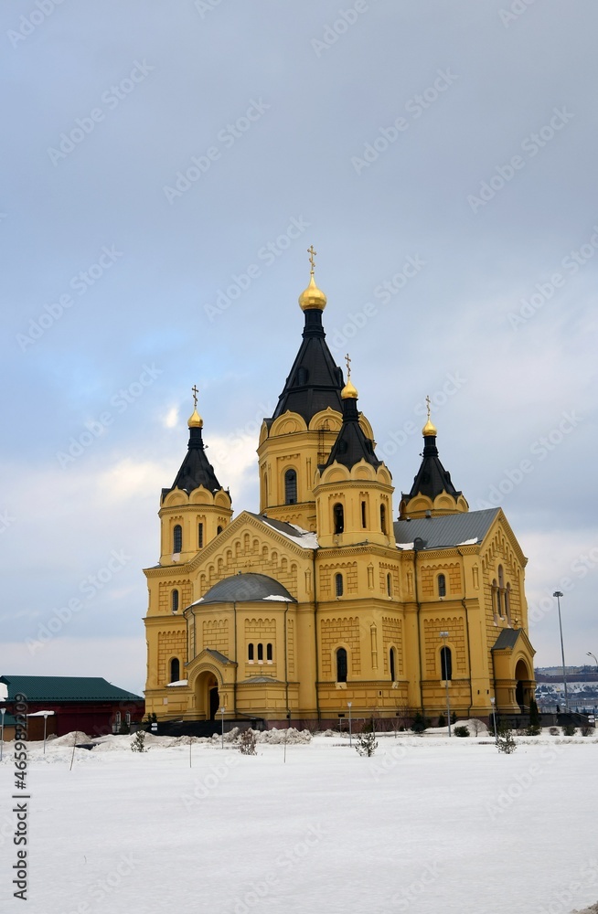 Church of Alexander Nevsky in Nizhny Novgorod, Russia, in winter.	
