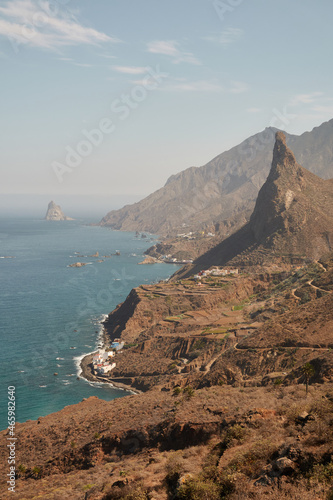 The Tamadite Beach Trail, in the Anaga Massif, from which you can see the Roque de las Ánimas, Taganana and the entire coast. Tenerife. Canary Islands. Spain photo