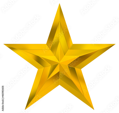 5 point star - Christmas Star - golden single isolated on white - 3d rendering