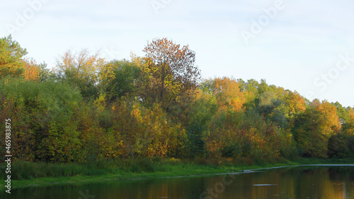 lake in autumn. autumn in the park. autumn landscape with a lake