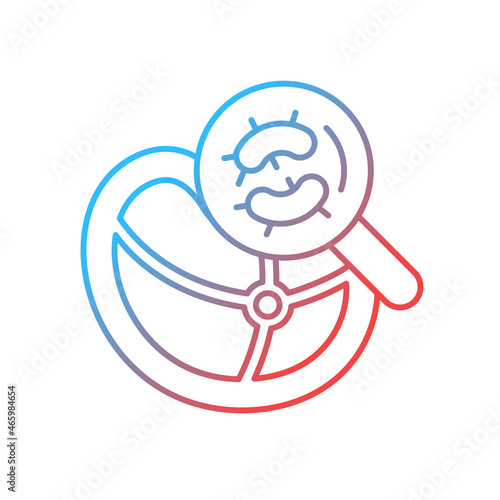Pathogen testing gradient linear vector icon. Food contaminant. Bacteria and virus detection. Laboratory food testing. Thin line color symbol. Modern style pictogram. Vector isolated outline drawing