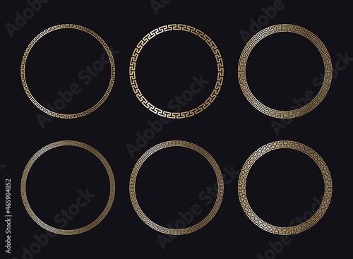 Greek gold frames on a black background, vector