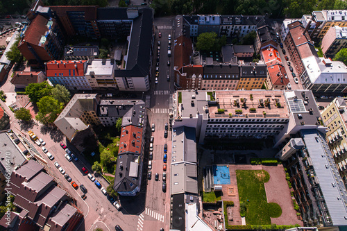 Canvas Print Oslo, Norway - Downtown from Drone Point of View