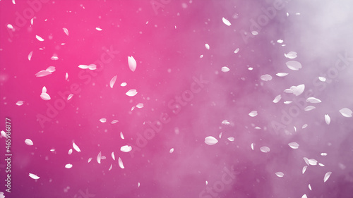 水彩風の淡い壁紙と舞い散る花びら