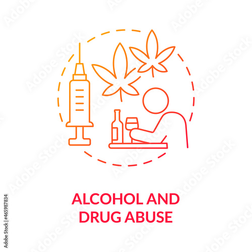 Alcohol and drug abuse red gradient concept icon. Hate speech effect abstract idea thin line illustration. Negative behavioral effects. Excessive drinking. Vector isolated outline color drawing