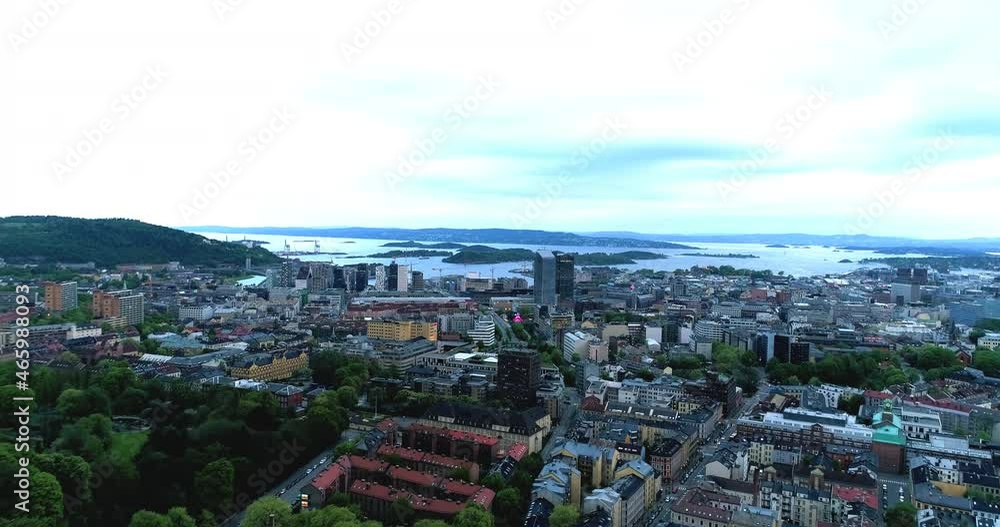 Oslo, Norway - Downtown from Drone Point of View Oslo, Norway - Downtown from Drone Point of View