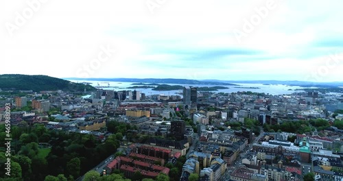 Oslo, Norway - Downtown from Drone Point of View
