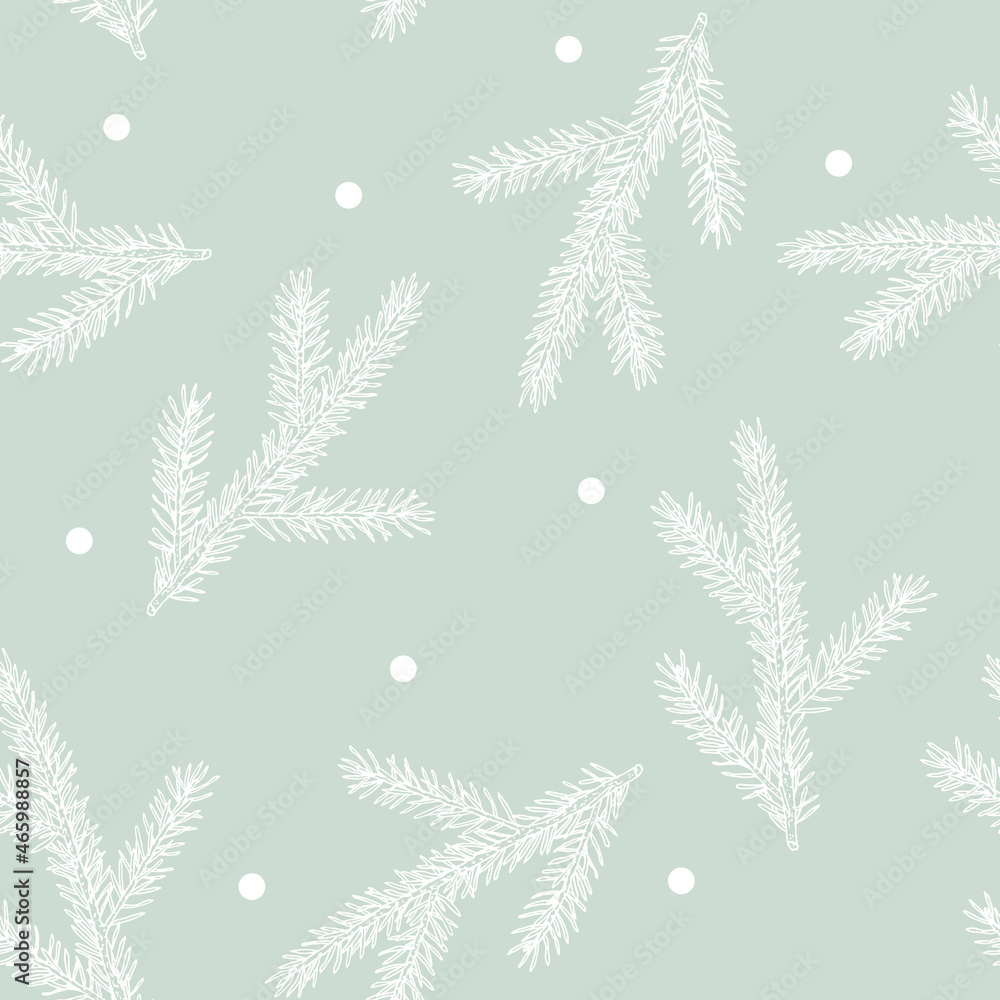 New year and Chrisnmas background with snowflakes and fir branch New year and Chrisnmas background with snowflakes and fir branch