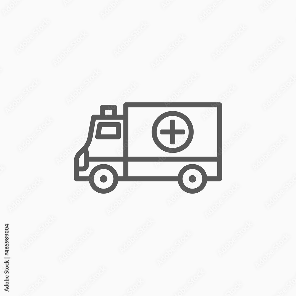 ambulance icon, health vector, hospital illustration