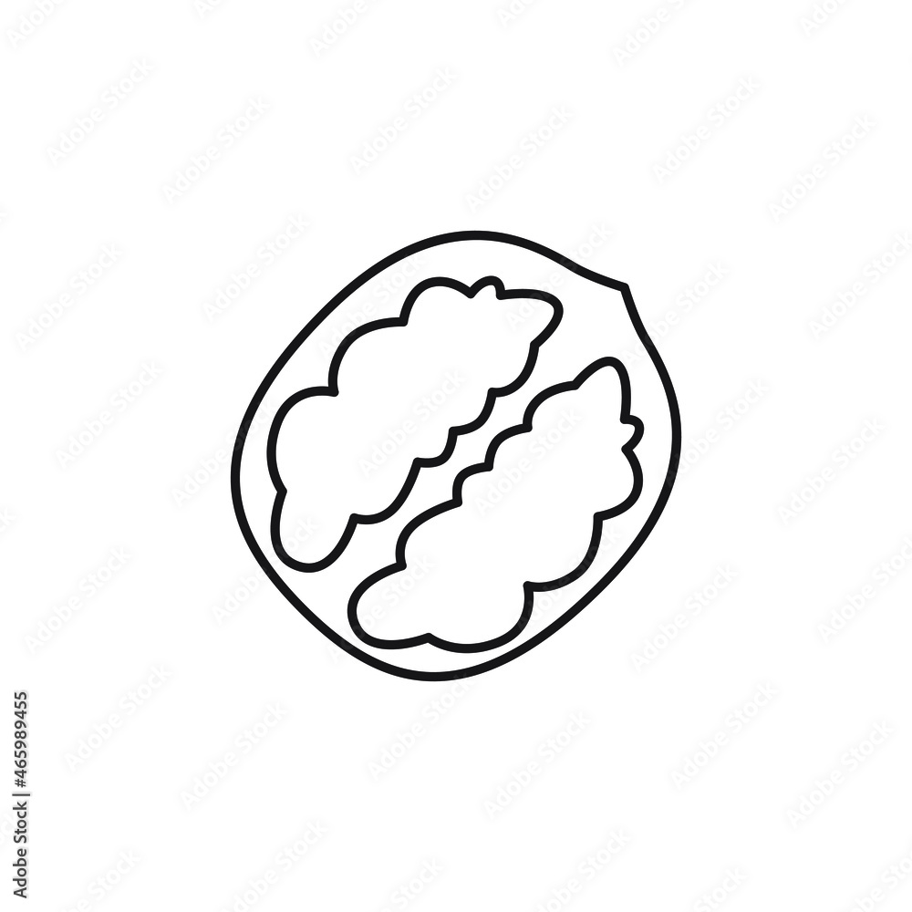Walnut outline, vector icon, walnut in cut Walnut outline, vector icon, walnut in cut