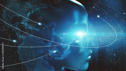 Obraz na plátně künstliche Intelligenz -Cyborg -  Robotik.
