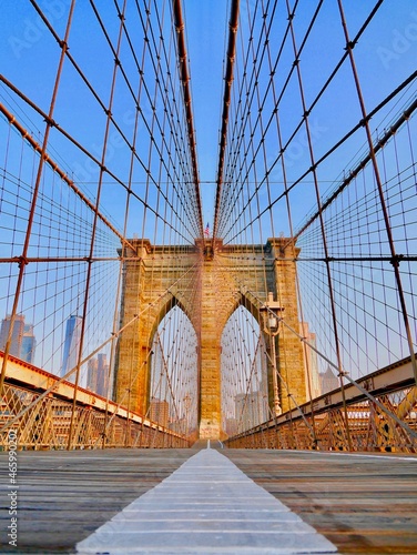 at Brooklyn bridge with World trade Center, Manhattan, New York City