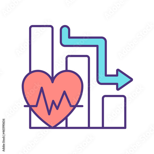 Healthcare system corruption RGB color icon. Poor qualty of patient care. Worsening health outcome. Corruption in hospitals outcome. Isolated vector illustration. Simple filled line drawing