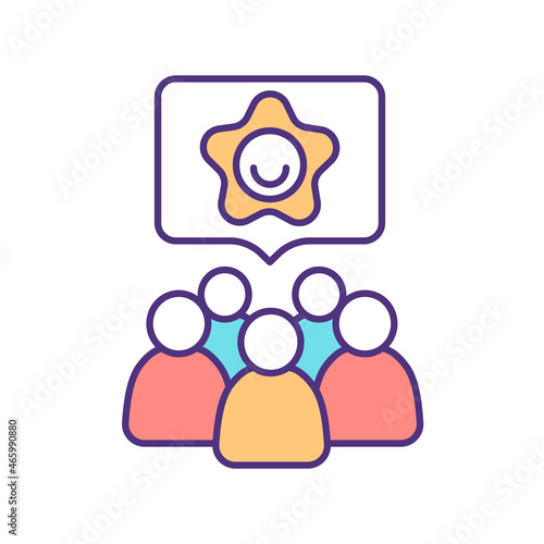 Social trust RGB color icon. Public opinion on governmental issues. Media literacy in digital era. Responcible citizens on forum. Isolated vector illustration. Simple filled line drawing