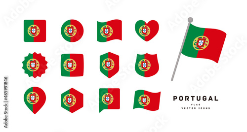 Portugal national flag icon set vector illustration