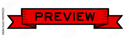 Vintage red color ribbon banner with word preview on white background