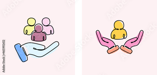 Inclusion and diversity concept. Inclusive workplace. Inclusive and diverse business people. Employee protection icon set