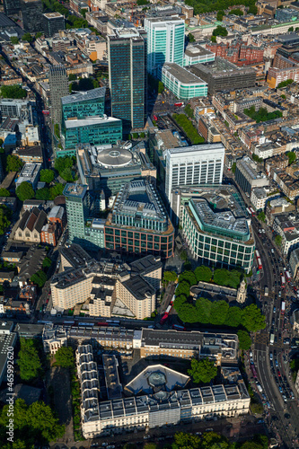 UK, London, Aerial view of buildings and Euston Road photo
