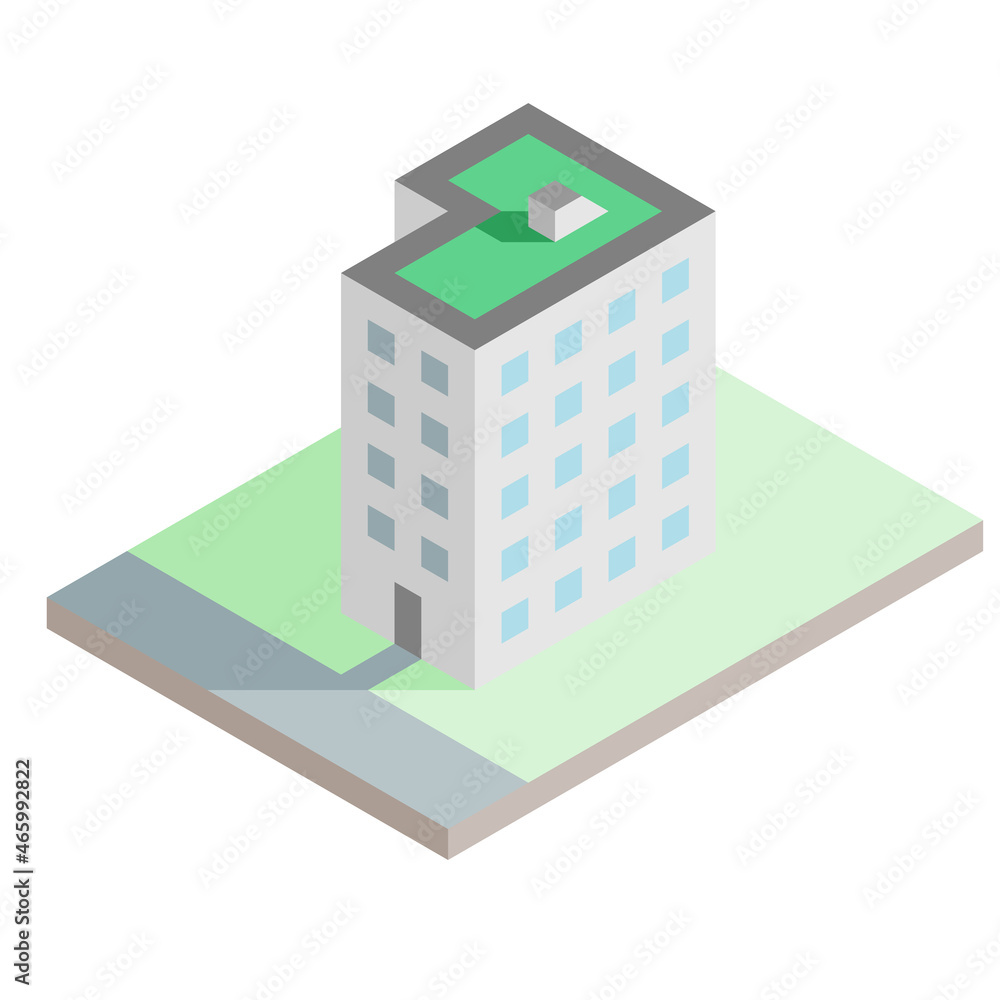 Isometric skyscraper building on a white background, vector illustration