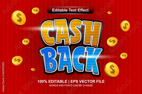 cash back editable text effect with modern comic style