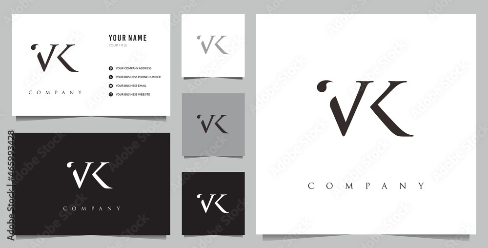initial VK logo and business card initial VK logo and business card