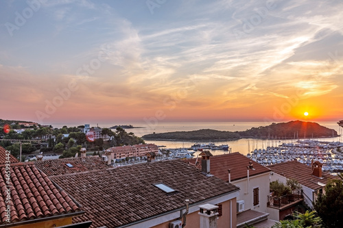 Wallpaper Mural Panorama over the harbor of the Croatian coastal town Vrsar taken from the old town during the sunset Torontodigital.ca