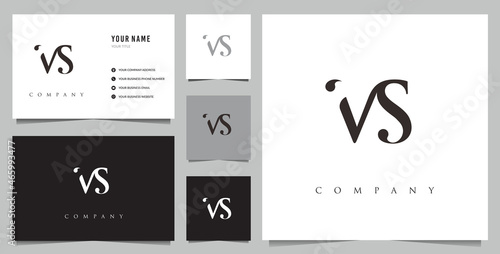 initial VS logo and business card