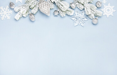 Noel or Christmas background with silver decor