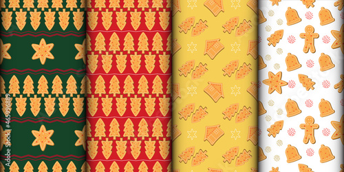 Christmas Gingerbread Cookies Seamless Pattern
