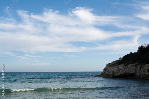 Beautiful Sicilian beach and sea, blue sky and crystal clear sea.
