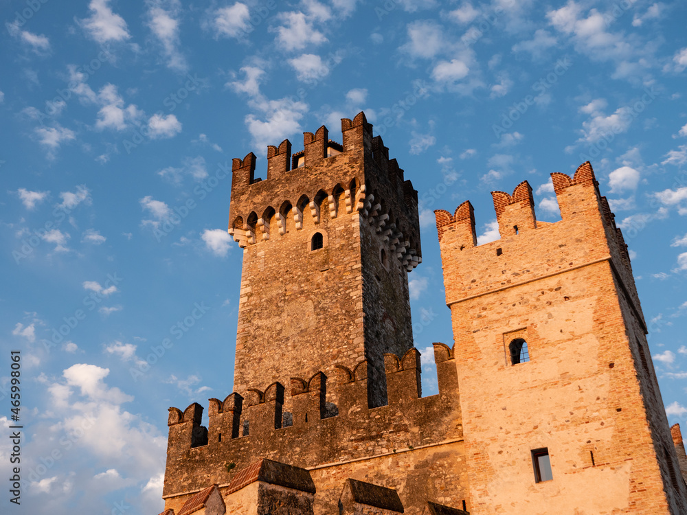 Scaligero Castle in Sirmione on Lake Garda, Lombardy, Italy in the Morning with Tower