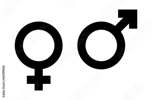 Female and Male or Woman and Man Sign Icons. Vector Image.