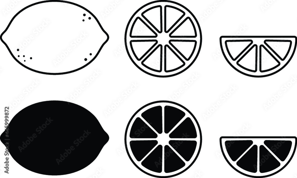Lemon or Lime Citrus Fruit Clipart Set - Whole, Half and Wedge Lemon or Lime Citrus Fruit Clipart Set - Whole, Half and Wedge